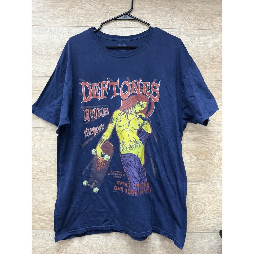 Deftones Incubus Taproot Navy Large Band Short Sleeve Shirt Reprint